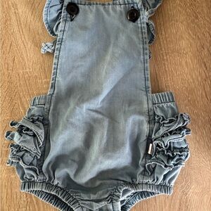 Ruffle Butts Blue Diaper Cover with Ruffle Details